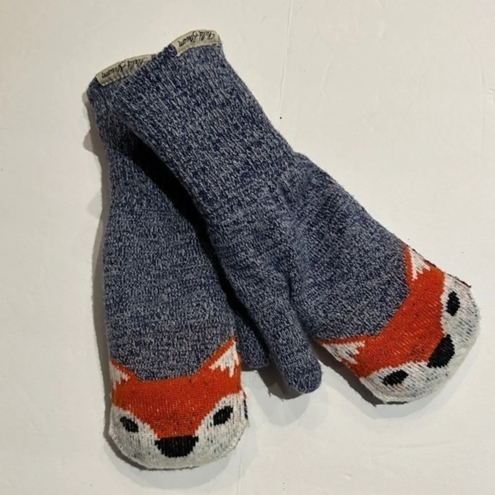 Field and Stream Fox Mittens - Blue and Orange